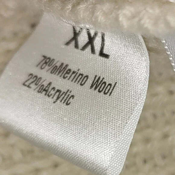 UGERLOV Merion Wool Blend Rib Knit Kimono Pullover Sweater Vest Oatmeal XXL - Picture 2 of 6